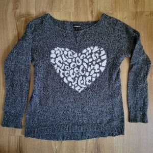 Express Super Soft Gray Heart Sweater